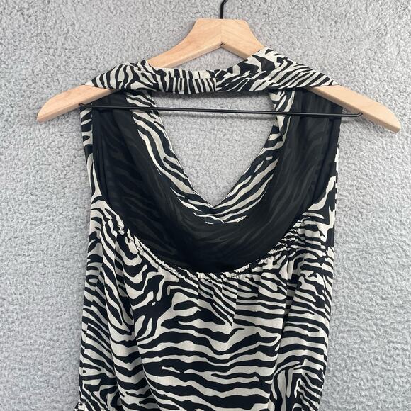 BOSTON PROPER Tank Top 6 Zebra Animal Print Draped Y2K Glam Mobwife Feminine - Picture 7 of 8